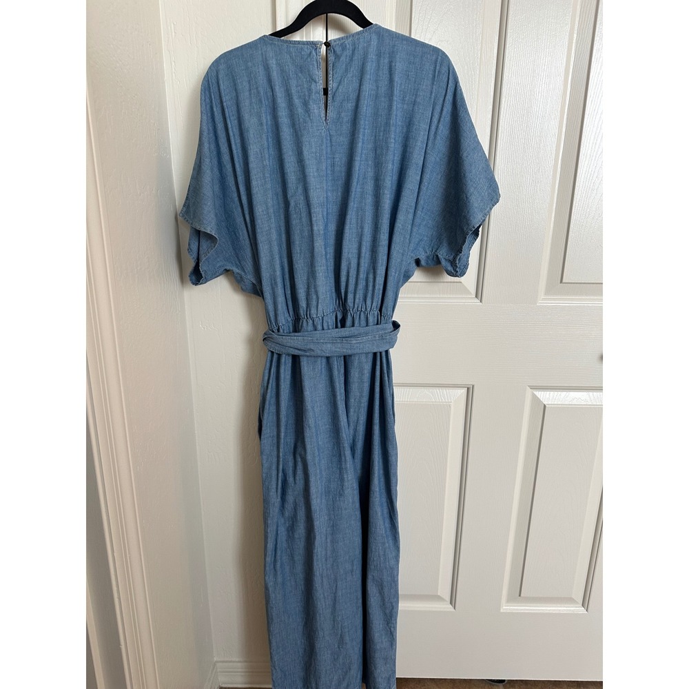 Lauren Ralph Lauren‎ Chambray Wide Leg Jumpsuit Belted V Neck Women Size 14 - Picture 5 of 9